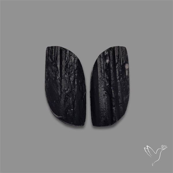 Raw Face Black Tourmaline Pair