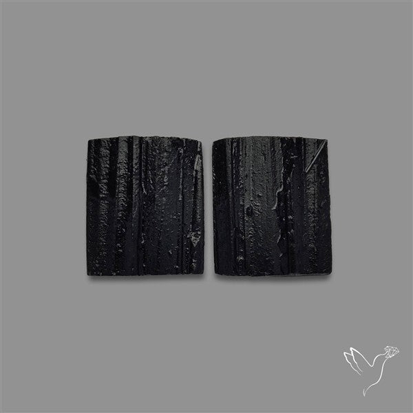 Raw Face Black Tourmaline Pair