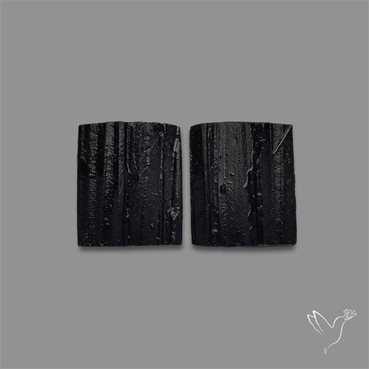 Raw Face Black Tourmaline Pair