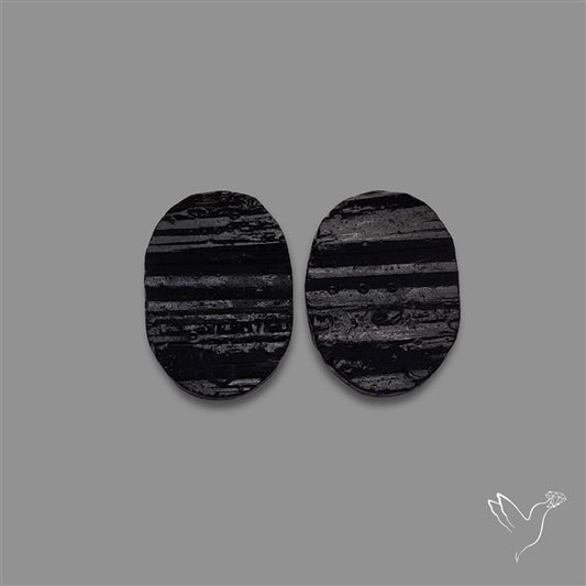 Raw Face Black Tourmaline Pair