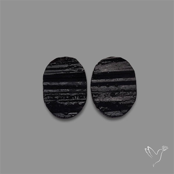 Raw Face Black Tourmaline Pair