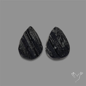Raw Face Black Tourmaline Pair