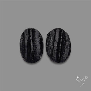 Raw Face Black Tourmaline Pair