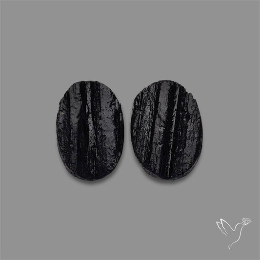 Raw Face Black Tourmaline Pair