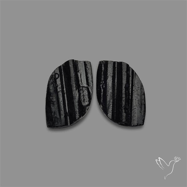 Raw Face Black Tourmaline Pair