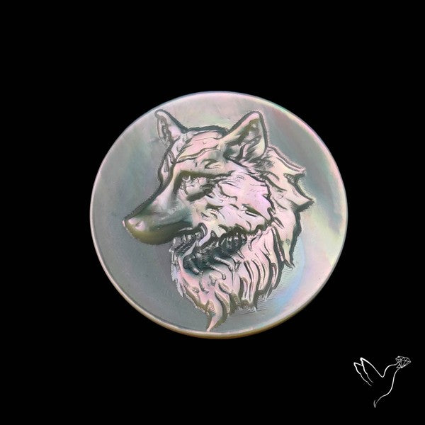 Mother Of Pearl Wolf Head Carving