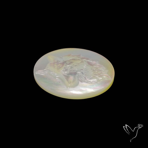 Mother Of Pearl Wolf Head Carving