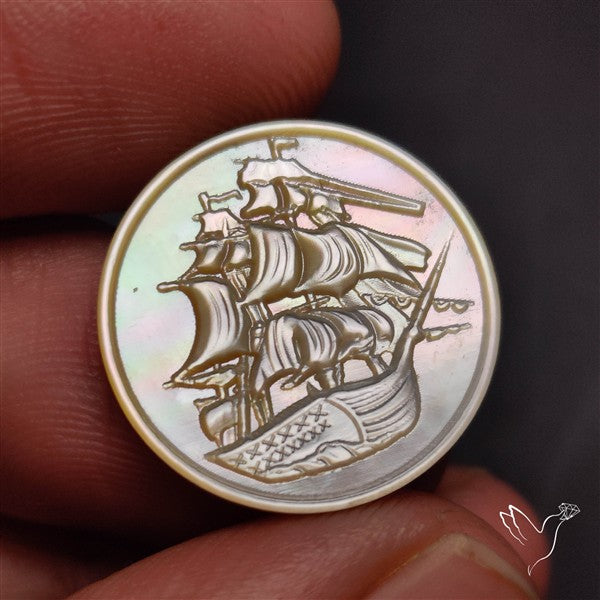 Mother Of Pearl Ship Carving