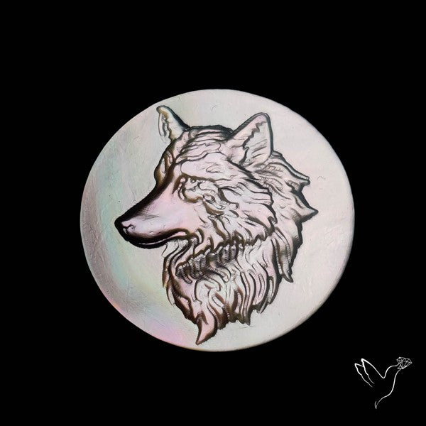 Mother Of Pearl Wolf Head Carving