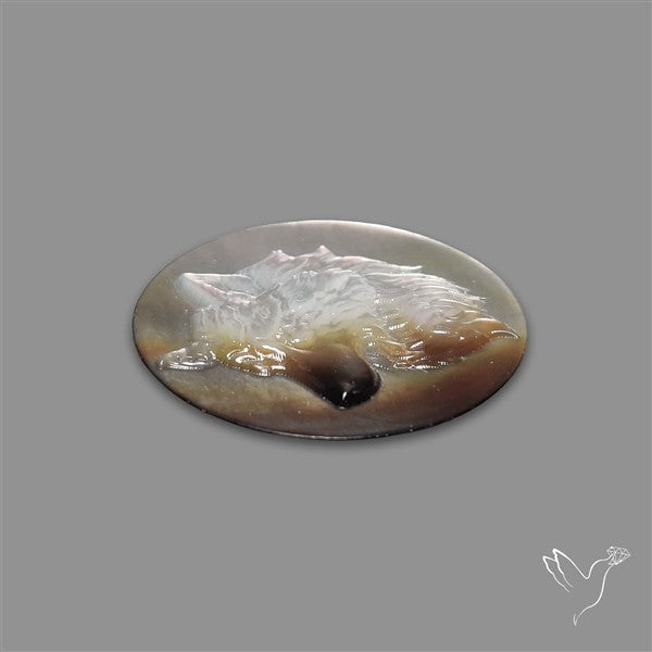 Mother Of Pearl Wolf Head Carving