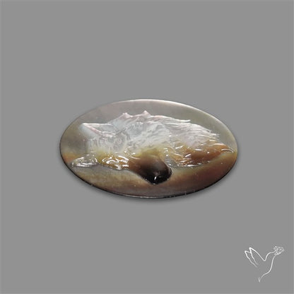 Mother Of Pearl Wolf Head Carving