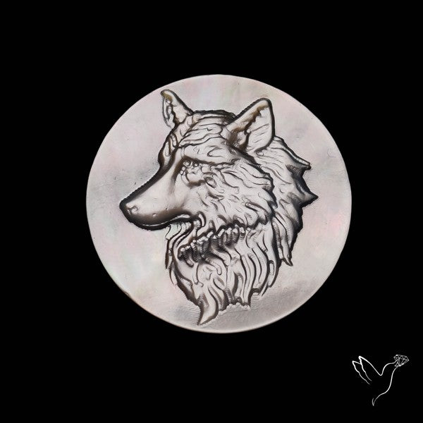 Mother Of Pearl Wolf Head Carving