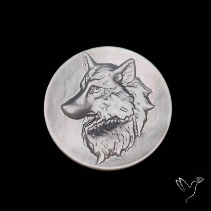 Mother Of Pearl Wolf Head Carving