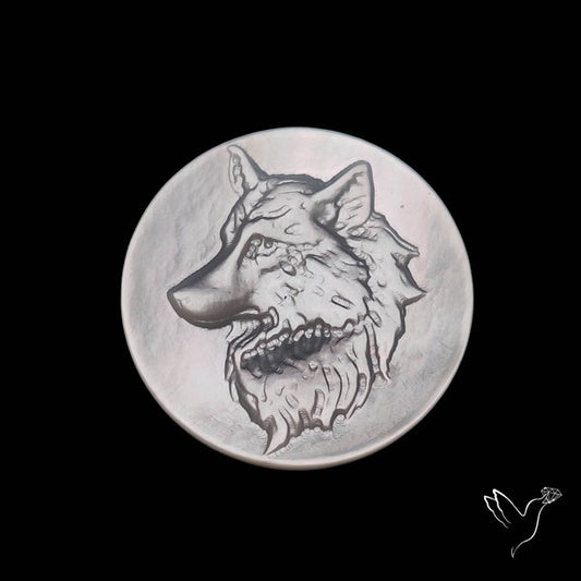 Mother Of Pearl Wolf Head Carving