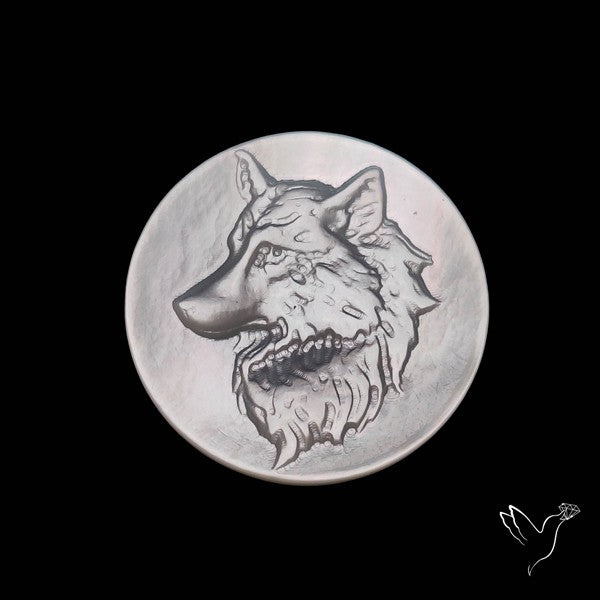 Mother Of Pearl Wolf Head Carving