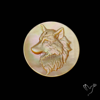 Mother Of Pearl Wolf Head Carving