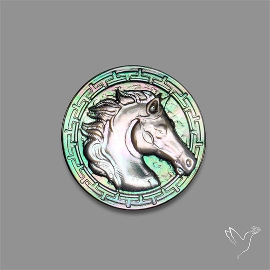 Tahitian Mother Of Pearl Horse Head Carving