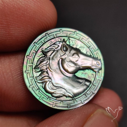 Tahitian Mother Of Pearl Horse Head Carving