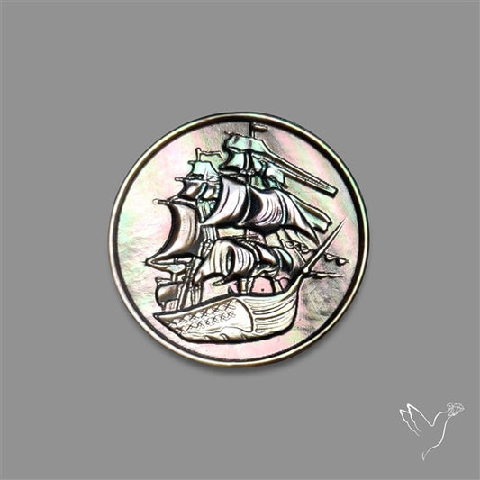 Tahitian Mother Of Pearl Horse Ship Carving