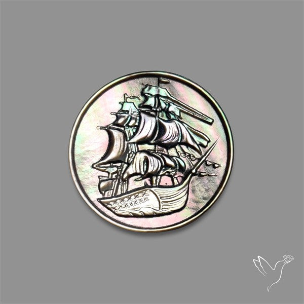 Tahitian Mother Of Pearl Horse Ship Carving