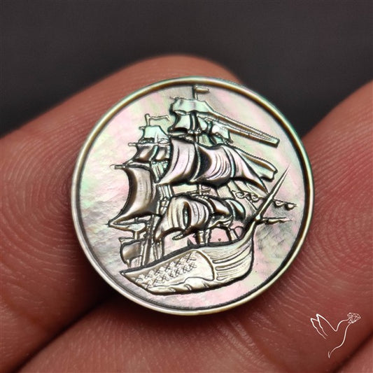 Tahitian Mother Of Pearl Horse Ship Carving