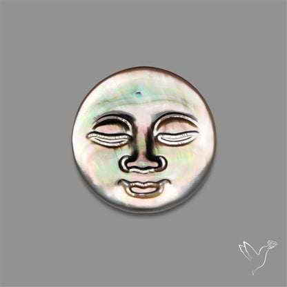 Tahitian Mother Of Pearl Moonface Carving
