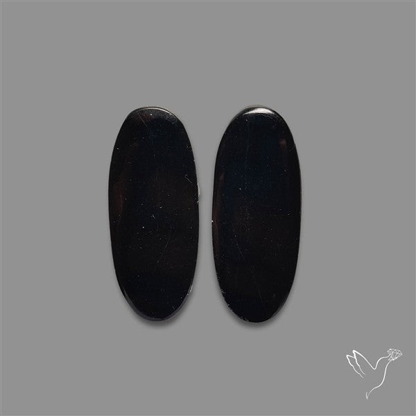 Black Tourmaline Cabochon Pair
