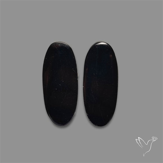 Black Tourmaline Cabochon Pair