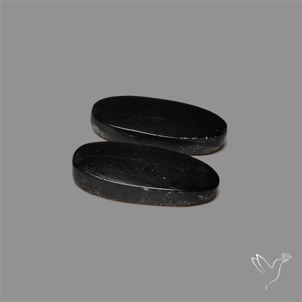 Black Tourmaline Cabochon Pair