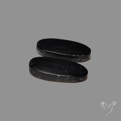 Black Tourmaline Cabochon Pair