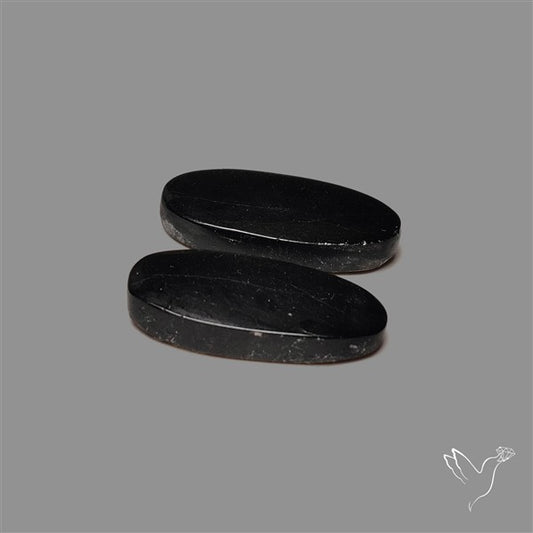 Black Tourmaline Cabochon Pair