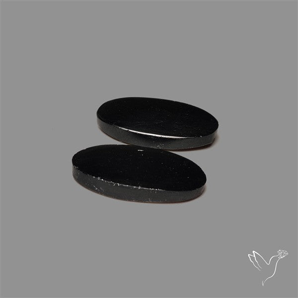 Black Tourmaline Cabochon Pair