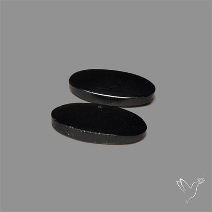 Black Tourmaline Cabochon Pair