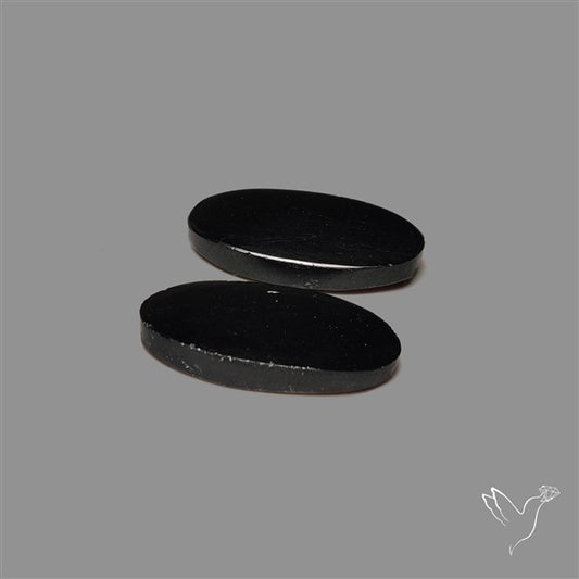 Black Tourmaline Cabochon Pair