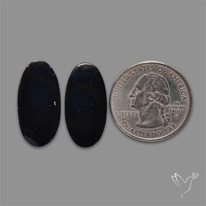 Black Tourmaline Cabochon Pair