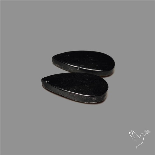 Black Tourmaline Cabochon Pair