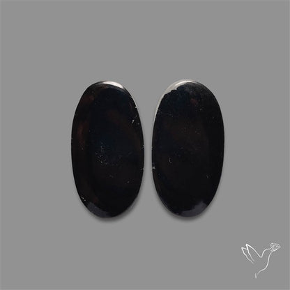 Black Tourmaline Cabochon Pair