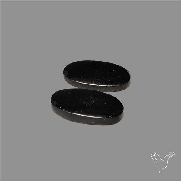 Black Tourmaline Cabochon Pair