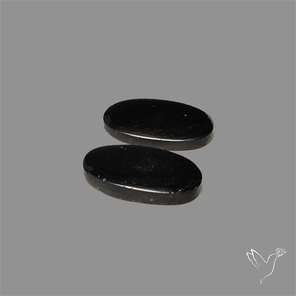 Black Tourmaline Cabochon Pair