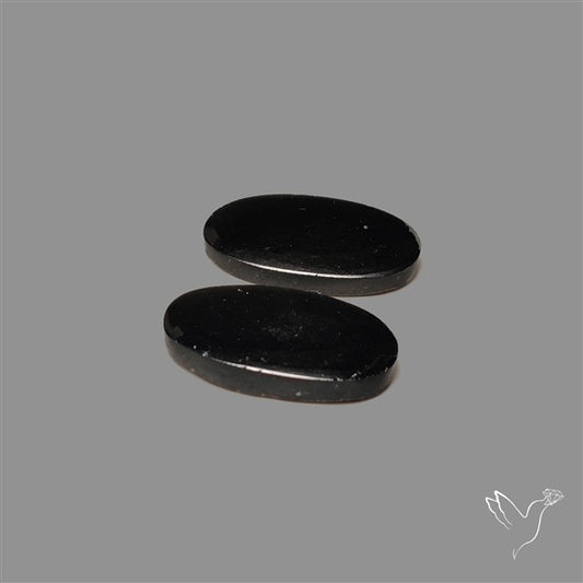 Black Tourmaline Cabochon Pair