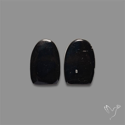 Black Tourmaline Cabochon Pair
