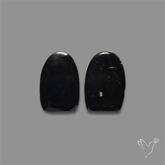 Black Tourmaline Cabochon Pair