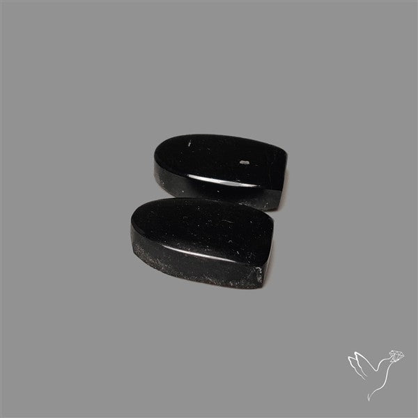 Black Tourmaline Cabochon Pair