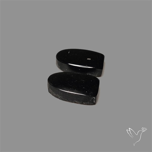 Black Tourmaline Cabochon Pair