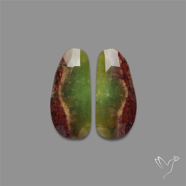 Rose Cut Boulder Chrysoprase Pair