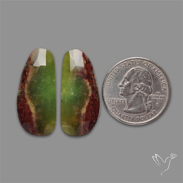 Rose Cut Boulder Chrysoprase Pair