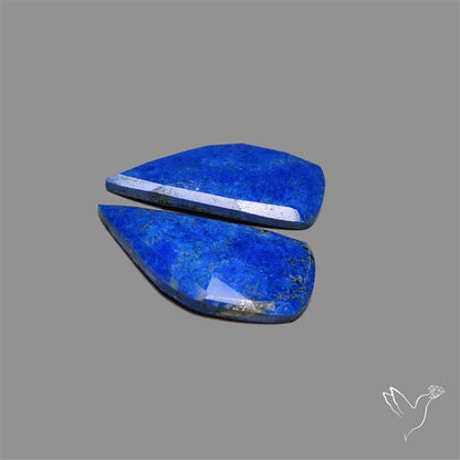 Rose Cut Lapis Lazuli Pair