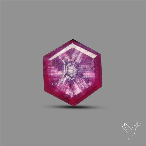 Rare Trapiche Ruby Slice Reddish Purple