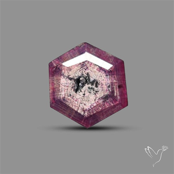 Rare Trapiche Ruby Slice Reddish Purple