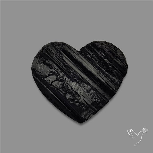 Raw Face Black Tourmaline Heart